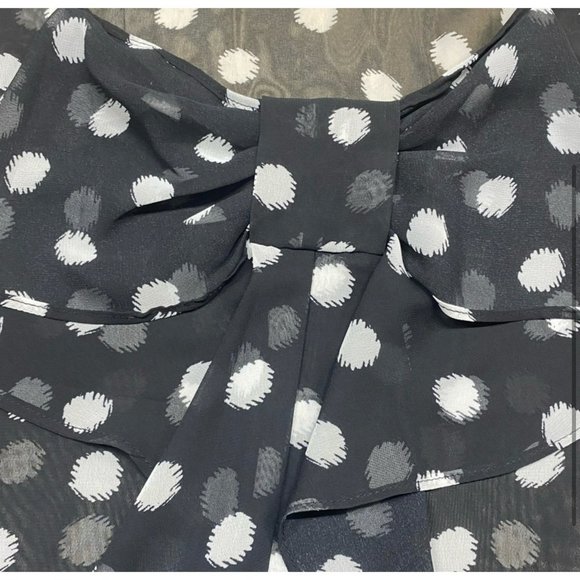 Active Ladies Polka Dot Sheer Flowy Casual Stylish Black White Blouse SZ Small - Picture 4 of 4